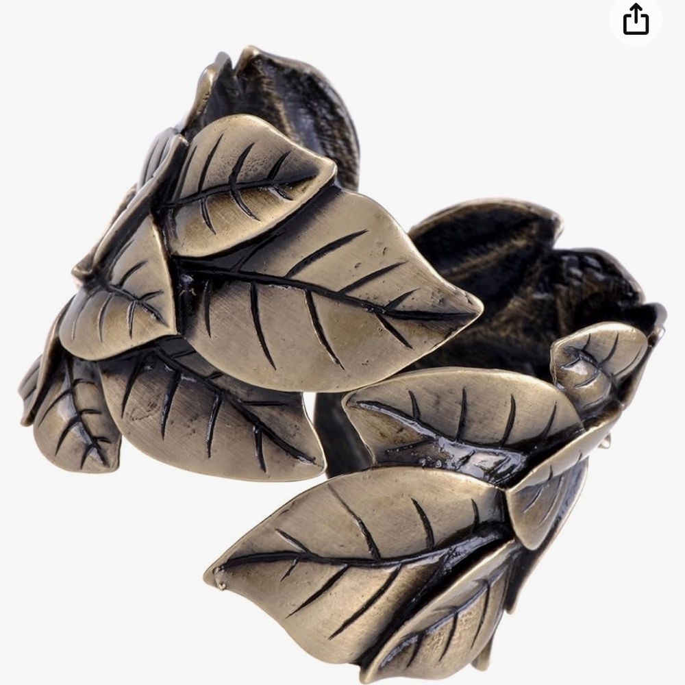 Alilang Vintage Large Chunky Bronze Leaf Hinge Wide Bracelet
